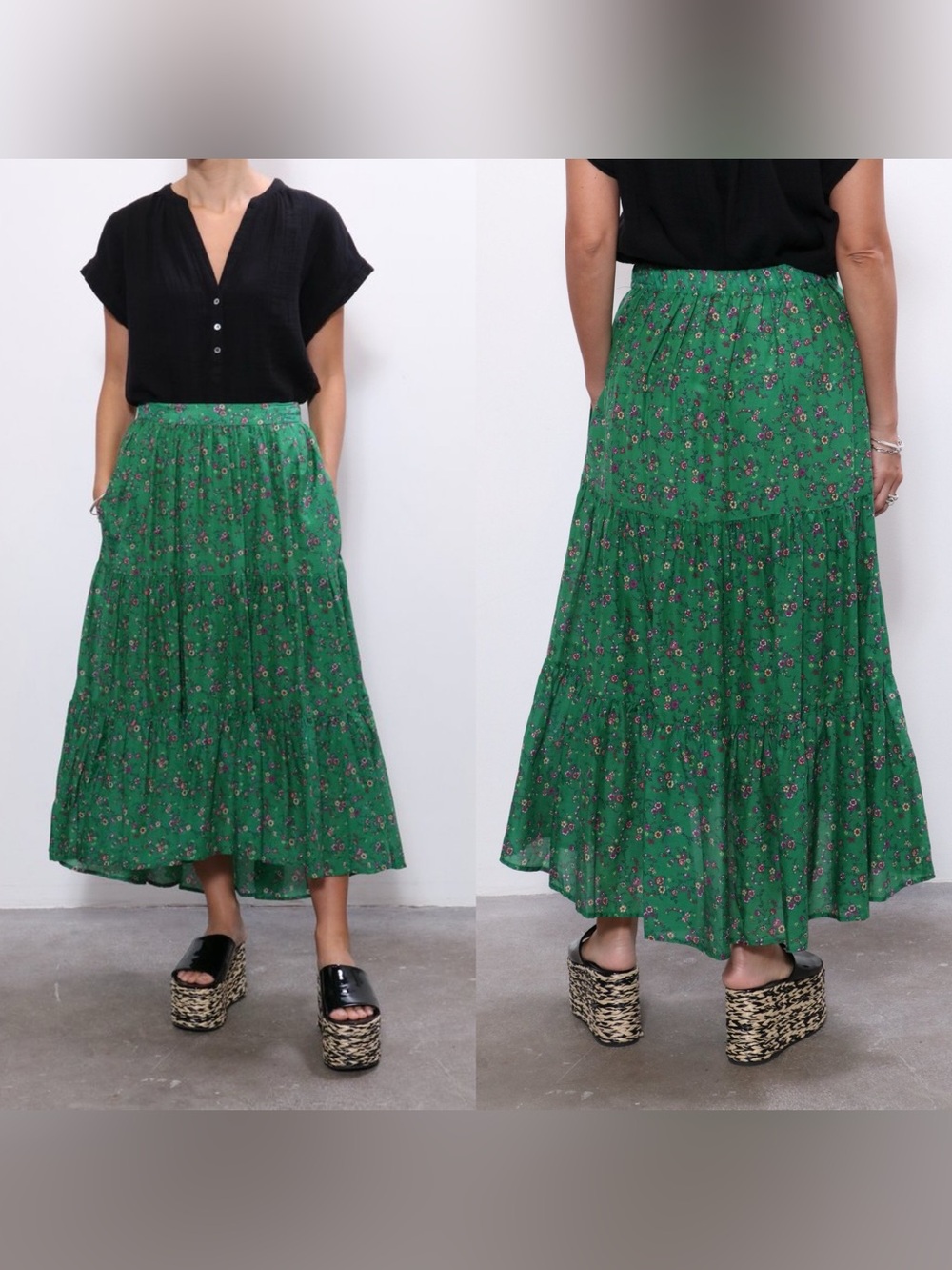 XIRENA IRIS SKIRT Floral GREEN GRASS Size Small $179